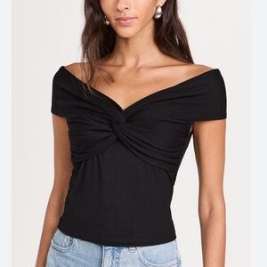 Reformation NWT Ezylnn Black Knit Off The Shoulder Top
